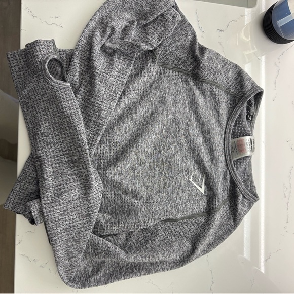 Gymshark Grey Crop Skin Tight Shirt - Picture 1 of 3